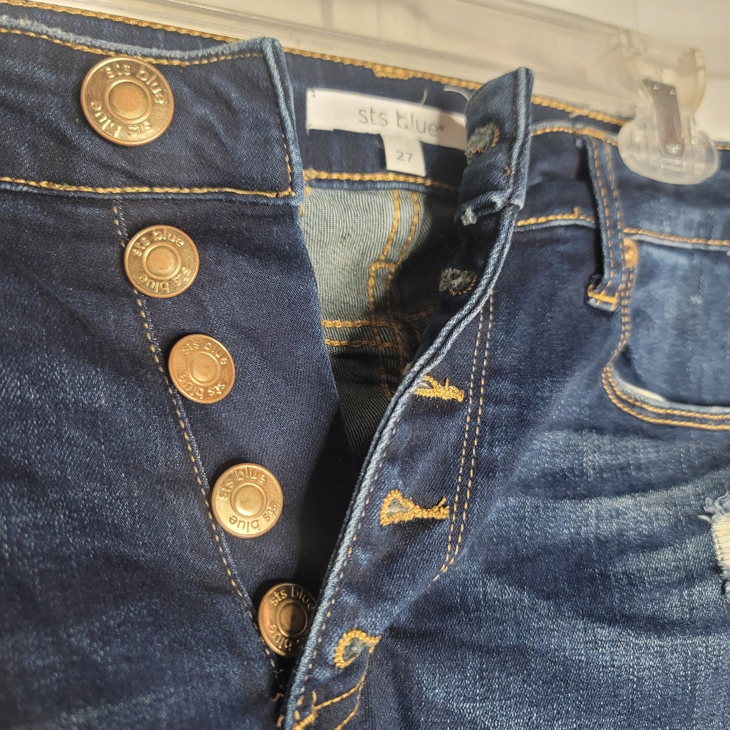 STS Blue Stretch 10" High Rise ELLIE Ankle Skinny Jeans Button & Zip Fly 27 NEW