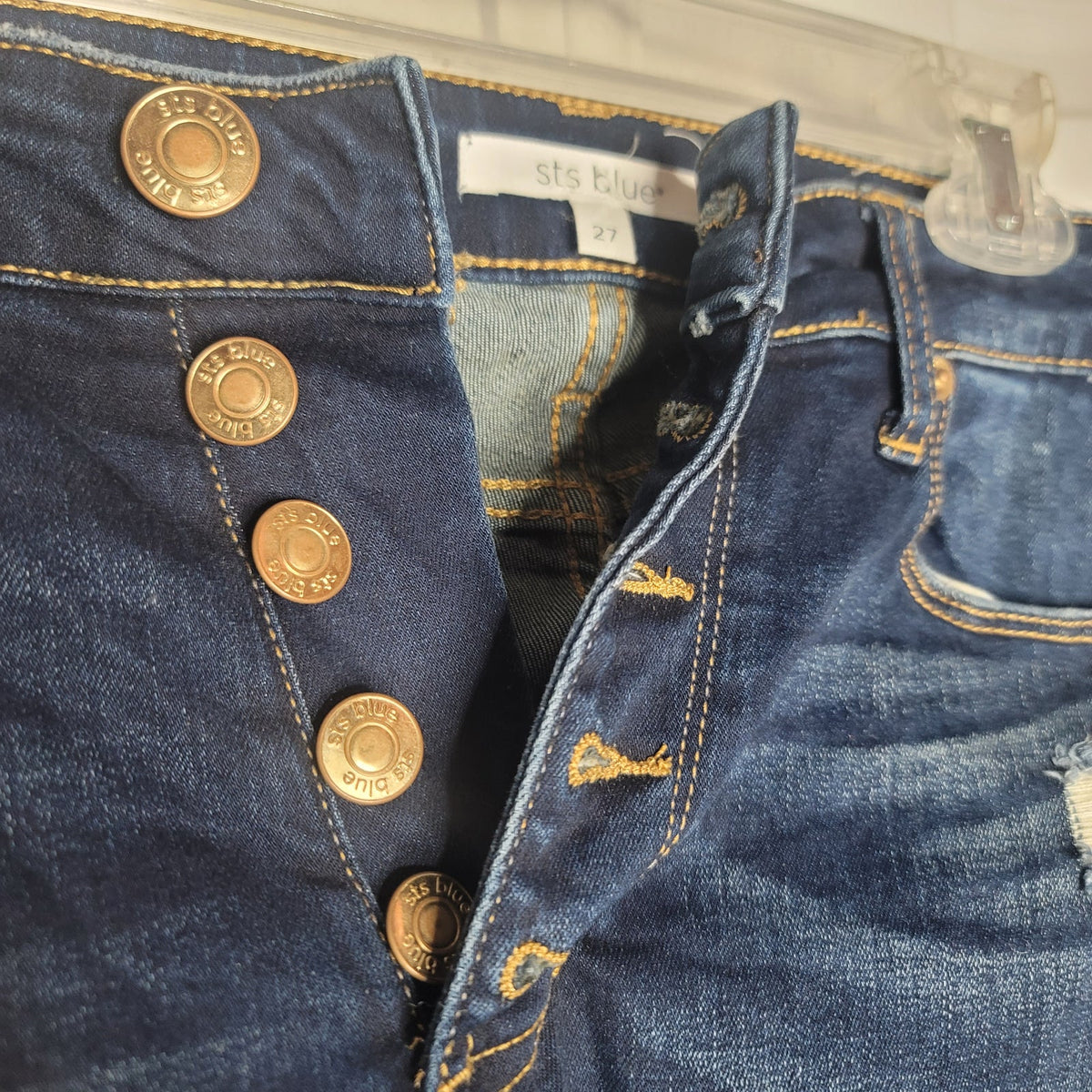STS Blue Stretch 10" High Rise ELLIE Ankle Skinny Jeans Button & Zip Fly 27 NEW