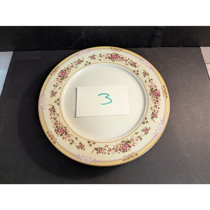 Vintage Lynns Fine China Dinner Plates Set of 3 Floral Gold Trim French Country