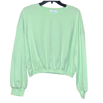 Elodie Lime Green cute Tightened Crop Top Sweatshirt size Small