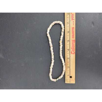 Vintage Natural White Puka Shell Disc Bead Necklace Boho Surfer Chic Beachy