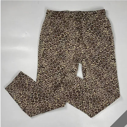 Socialite Brushed Fleece Jogger Pants Brown Leopard High Rise extra-small XS