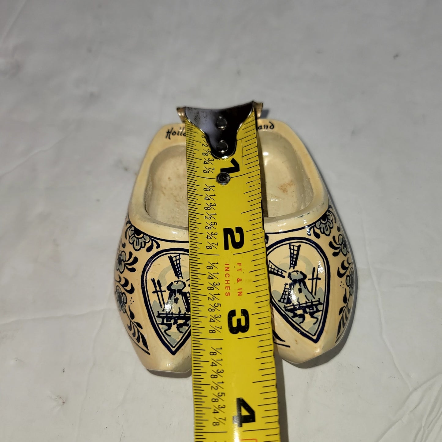 Mini Pair wood blue cream clogs HOLLAND delft  3.5" Windmills