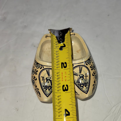 Mini Pair wood blue cream clogs HOLLAND delft  3.5" Windmills