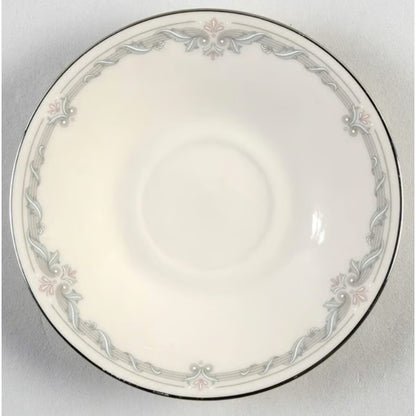 LENOX Kingston Saucer Taupe Blue Platinum rim Excellent Fine china