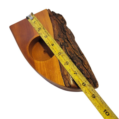 Live Edge Pine Rustic handcarved handturned solid wood candle vase holder