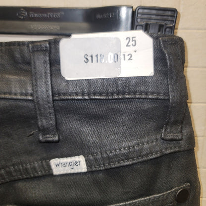 Wrangler Pants black ankle stretch faux leather 25" Waist deep dye $118