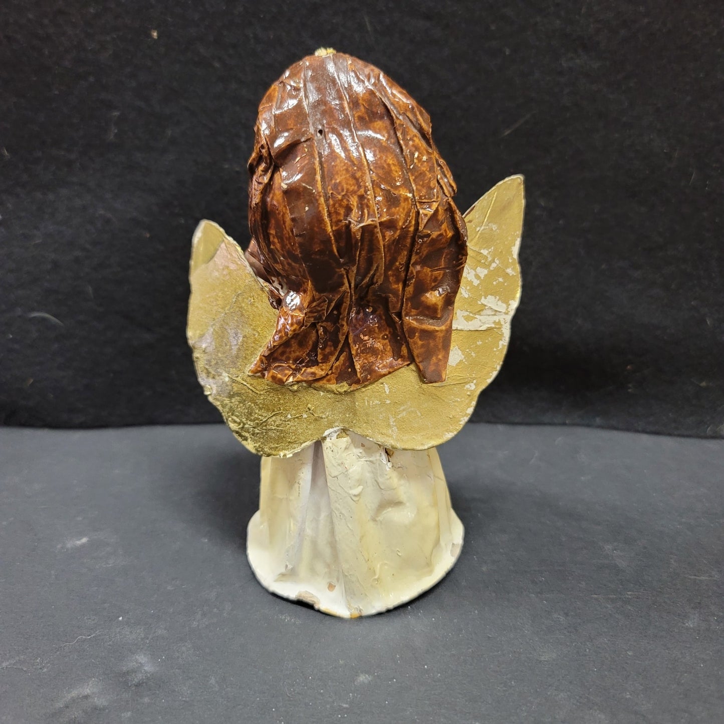Paper Mache Angel handmade Christmas Caroler Holding a dog 6"