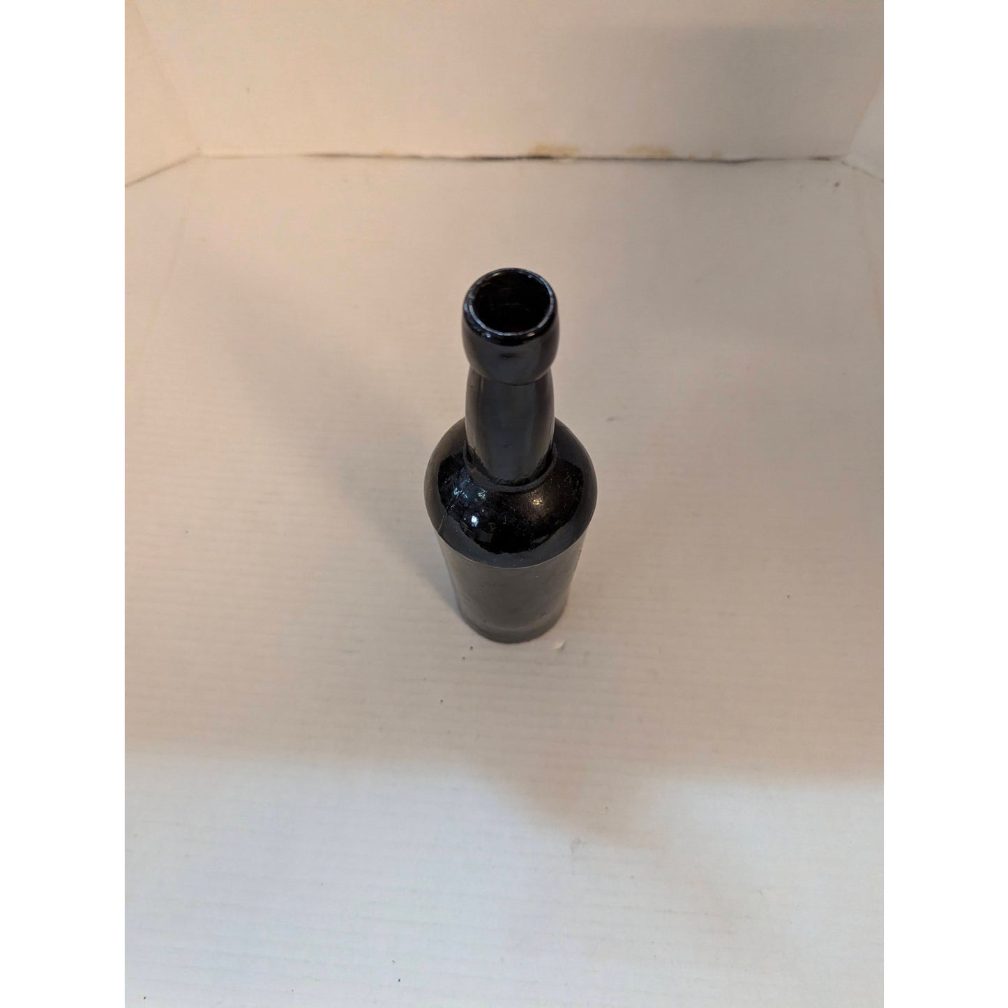 Antique Black Glass Wine Bottle Heavy Punted Bottom Case Gin Styled 9.75"