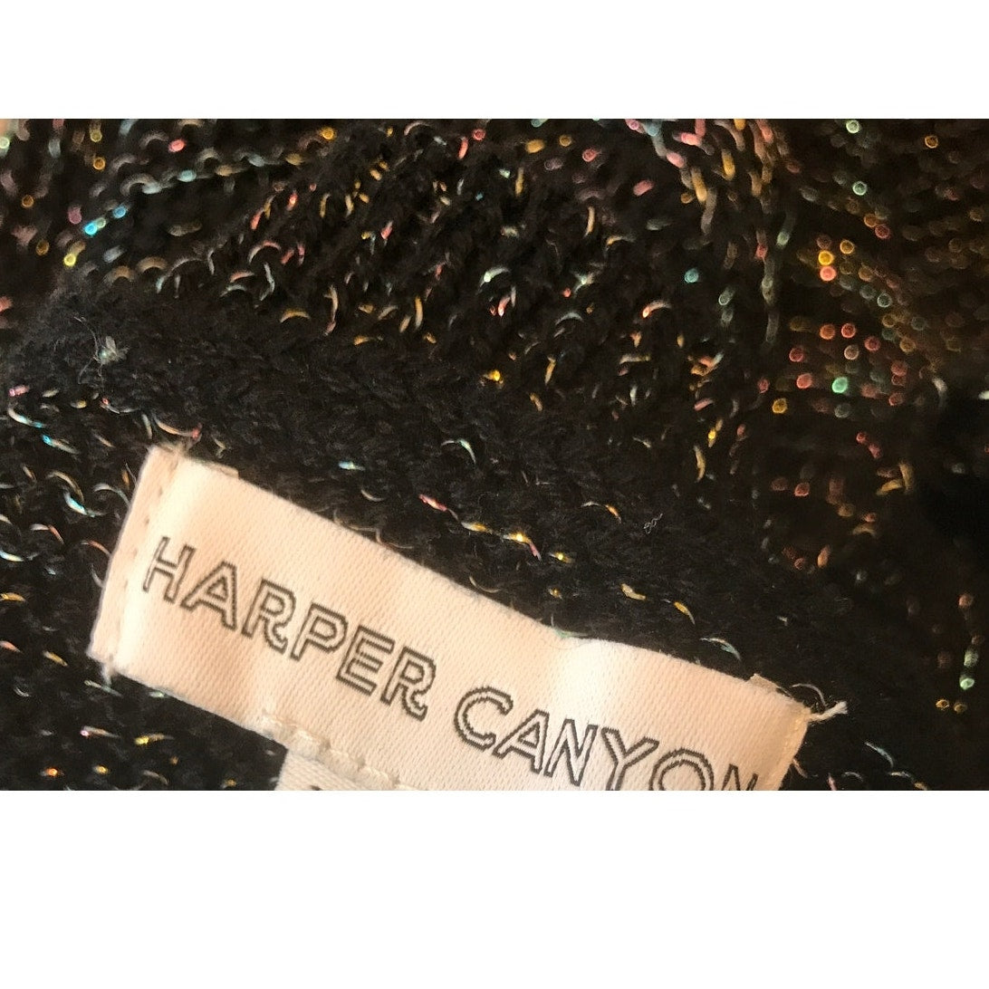 Harper Canyon Black Metallic Pullover Sweater Size large (10/12) KID long sleeve