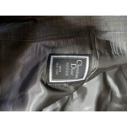 Christian Dior Monsieur Vintage 43R Gray Glen Plaid Check Blazer Sport Coat