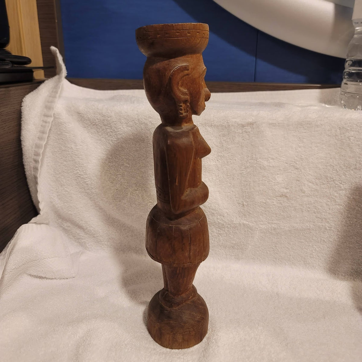 VINTAGE Papua New Guinea Massim Wood Tribal Carving Female Statue 12" Totem