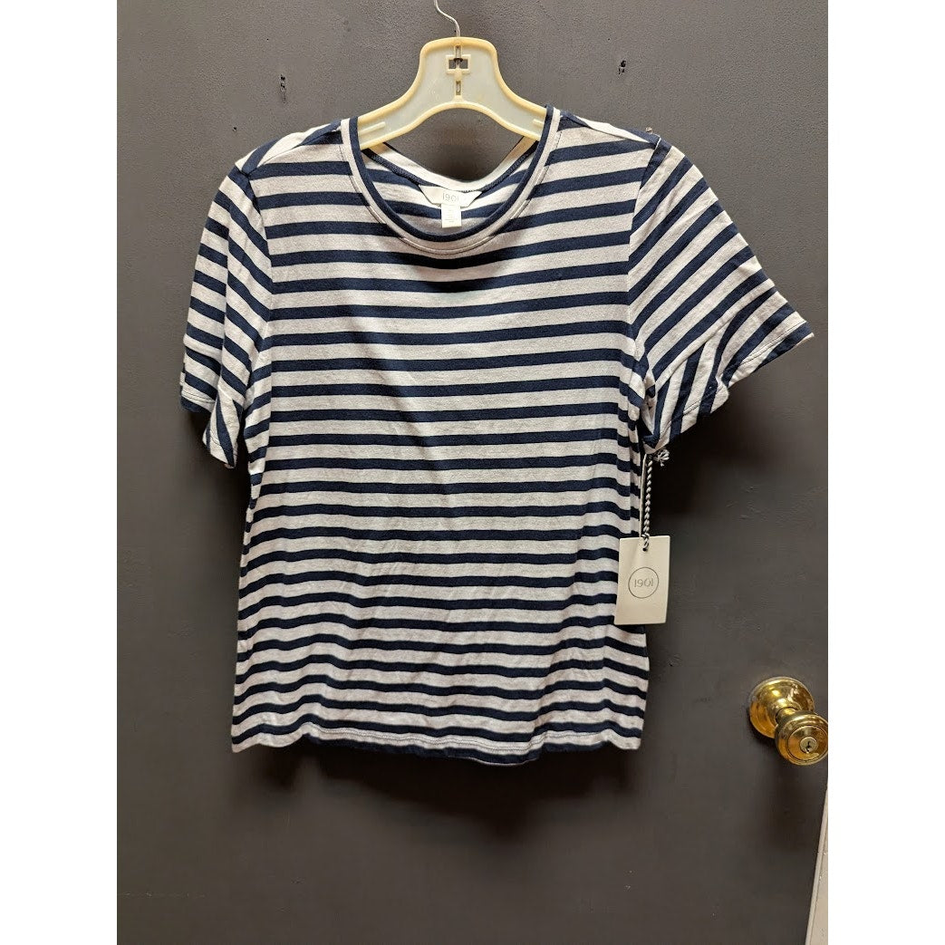 Nordstrom 1901 Size XS Blue White Striped short sleeve top Tshirt crew neck