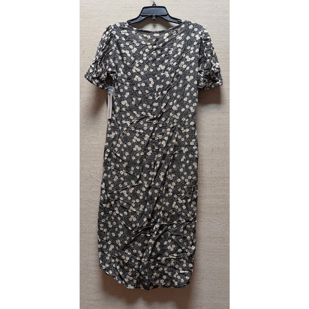Amuse Society Womens Midi Woven Button Down Front Floral Dress, Black Size Small
