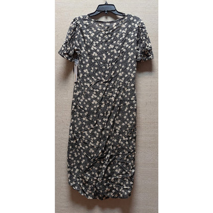 Amuse Society Womens Midi Woven Button Down Front Floral Dress, Black Size Small