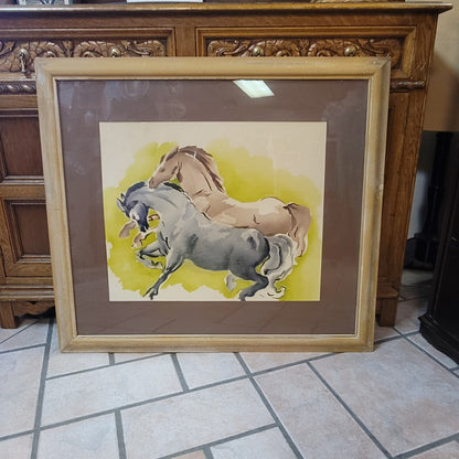 MCM Benjamin Jorj Harris Galloping Horses Newman Decor Serigraph Print 36x32