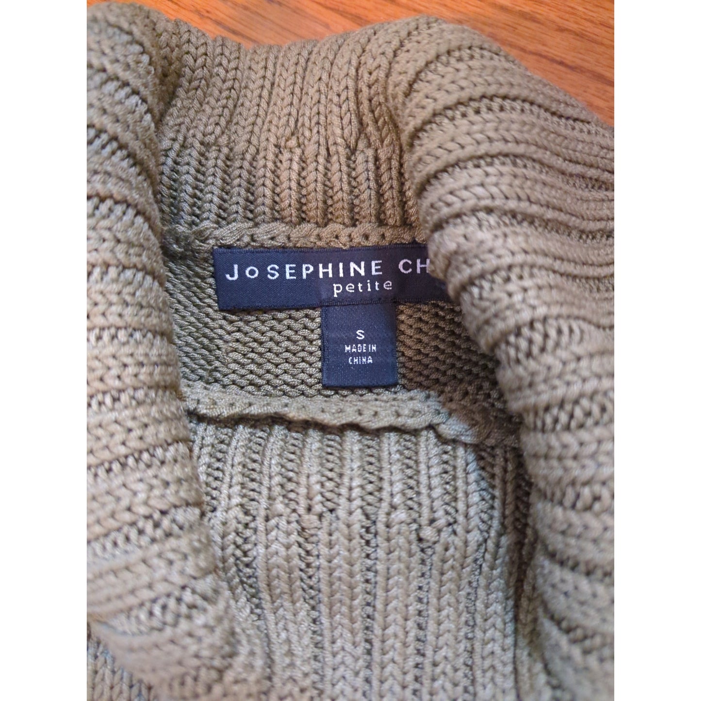 Josephine Chaus Green Silk Sleeveless Turtleneck Sweater Vest Small Petite Boho