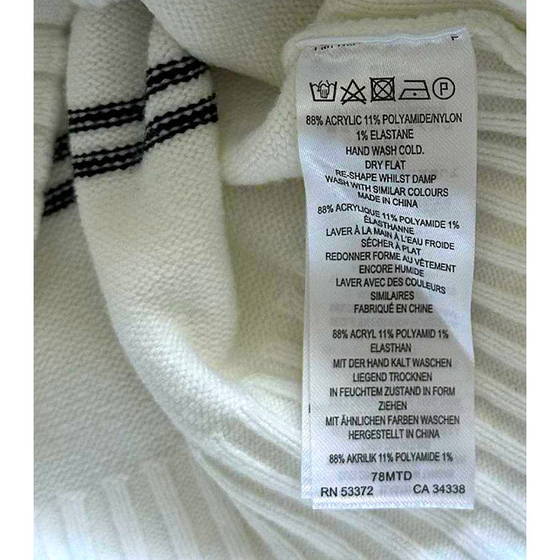 NWT French Connection Mock Neck Pullover Sweater Sz Large in Winter White/Black
