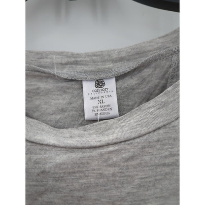 Life Is Good Gray Floral Peace Sign Long Sleeve Tulip Back Graphic Tee Shirt XL