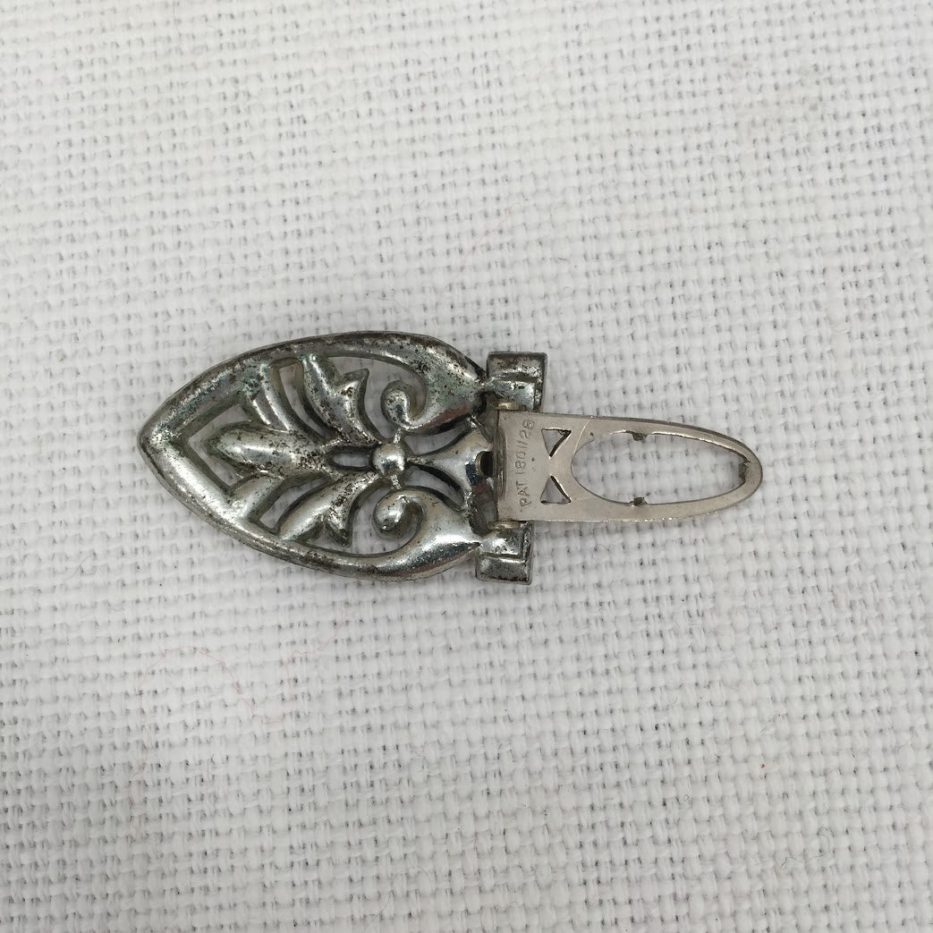 Vintage Art Deco Style Fur Clip with White Rhinestones, Statement Jewelry