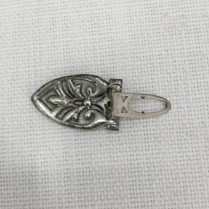 Vintage Art Deco Style Fur Clip with White Rhinestones, Statement Jewelry