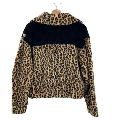BP. Nordstrom Color Block Pullover Jacket Leopard Pink Black ExtraSmall NEW XS