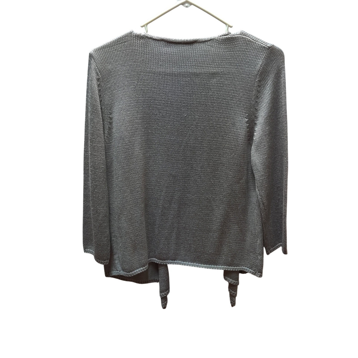 Peter Nygard Metallic Grey Open Front Cardigan Womens Medium Knit Sweater