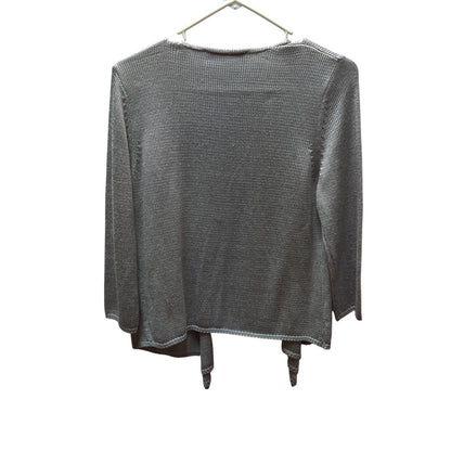 Peter Nygard Metallic Grey Open Front Cardigan Womens Medium Knit Sweater