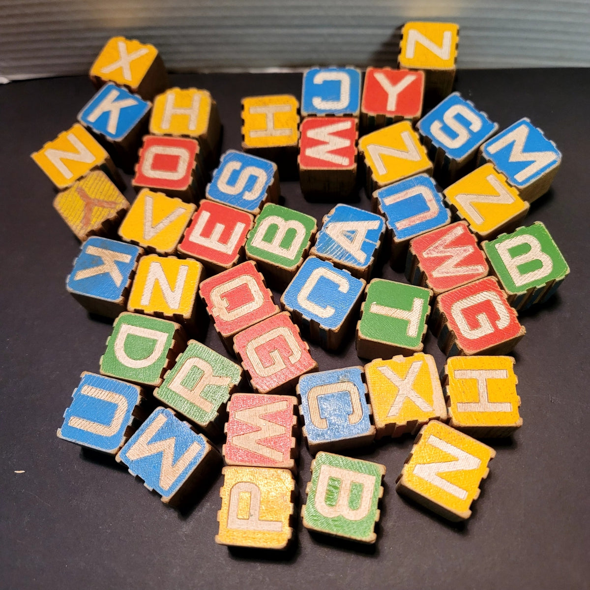 Vintage Wooden Alphabet & Animal Blocks Set (40 Pcs) Various Crafts Toys Play