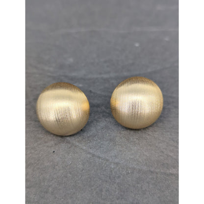 Vintage Marino Textured Gold Tone Concentric Circle Clip On Earrings 1980s Glam