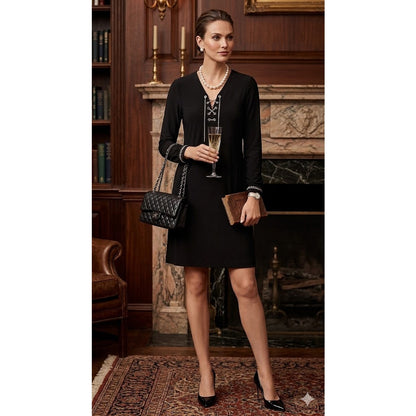 MICHAEL Michael Kors Black Lace-Up Grommet Tunic Dress Size Medium Slinky