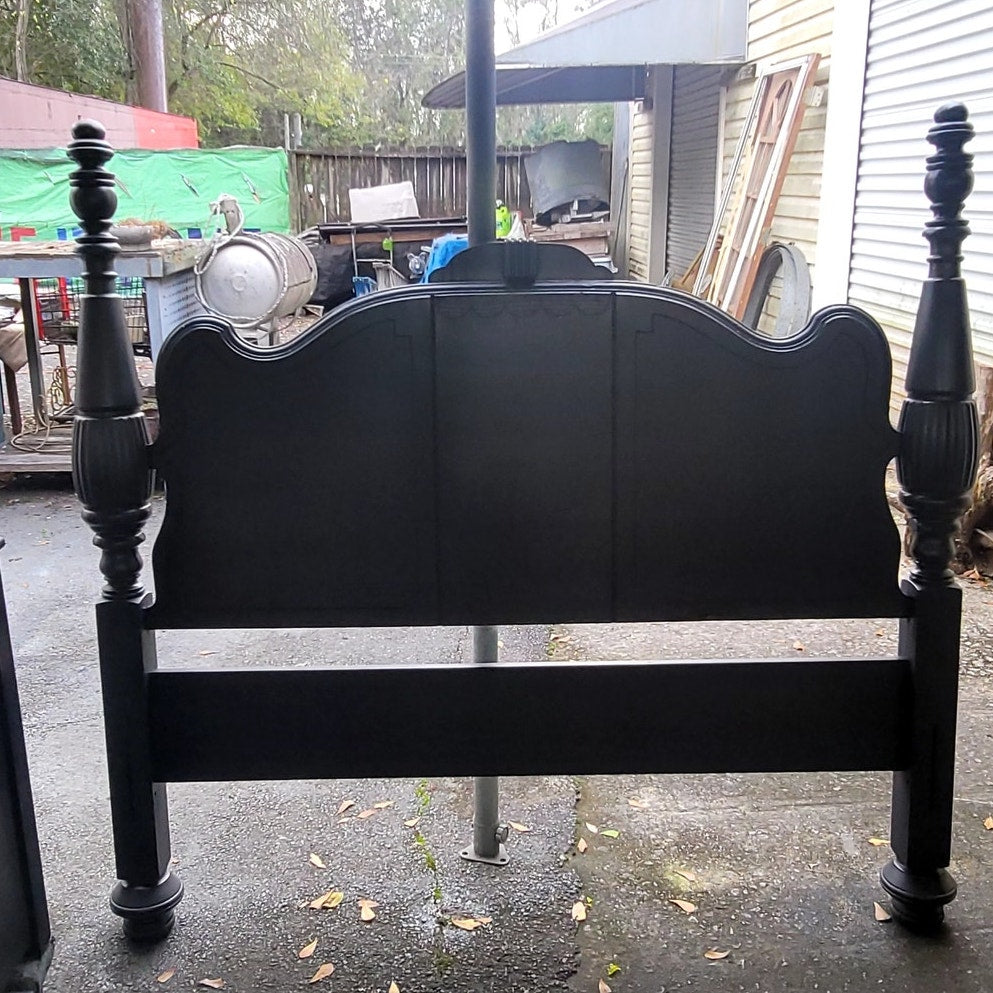 Secondhand Sandies: Full charcoal gray Headboard Vanity and Mirror
