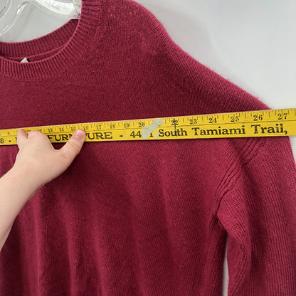 Chelsea28 Long Sleeve Pullover Knitted Sweater Crew Neck Split Hem Red small