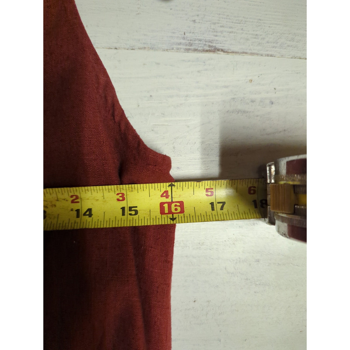 Vintage Alain Toussaint Linen Blend Midi Vest Dress Rust Gathered Neck Casual 2
