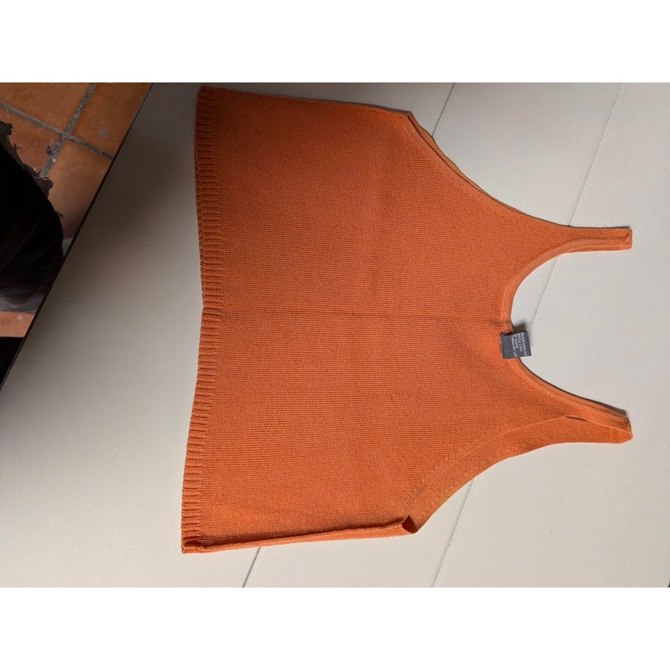 Wet Seal Small Orange Crop Top knit Size Small y2K Summer Layering Boho
