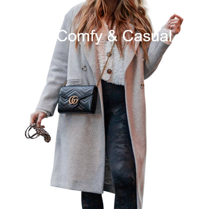 Topshop Brooke Double breasted Long Peacoat Marled Gray Coat Jacket NEW 12 Heavy