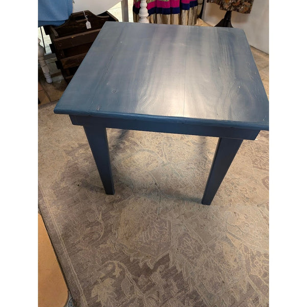Secondhand Sandies: 24" x 24" Blue solid wood table  side end
