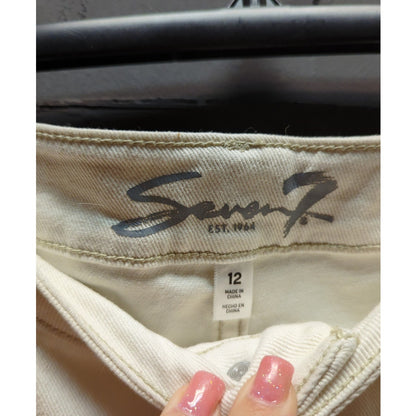 Seven7 Off-White High Rise Slim Straight Jeans Minimalist Aesthetic Size 12