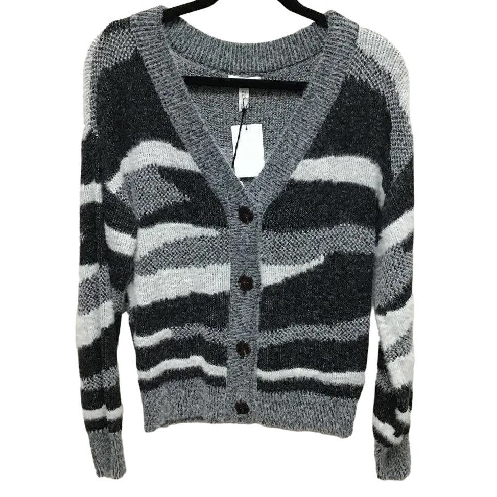 Leith Soft Fuzzy Button Cardigan Sweater Sz XL/Extra Large in Black Zebra NWT