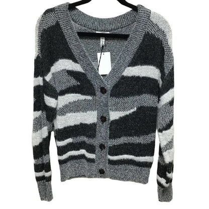 Leith Soft Fuzzy Button Cardigan Sweater Sz XL/Extra Large in Black Zebra NWT