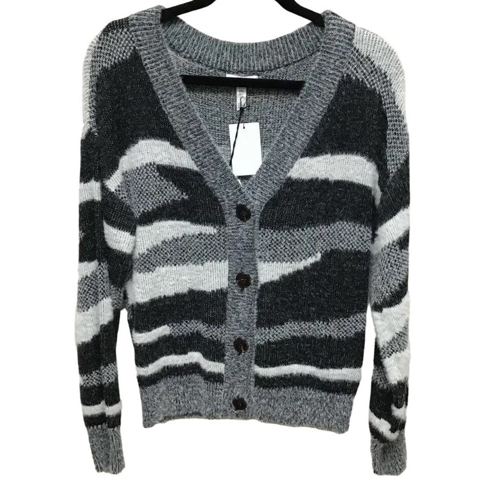 Leith Soft Fuzzy Button Cardigan Sweater Sz XL/Extra Large in Black Zebra NWT