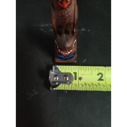 Vintage Handcrafted Wooden Totem Pole Miniature Figurine Made 3" Alaska Souvenir