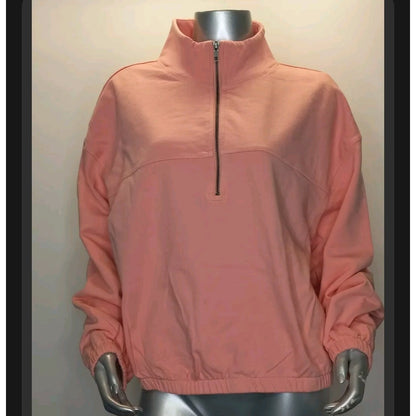 BP. Pink Pudding 1/4 zip sweatshirt elastic waist 1X cozy fleece NEW