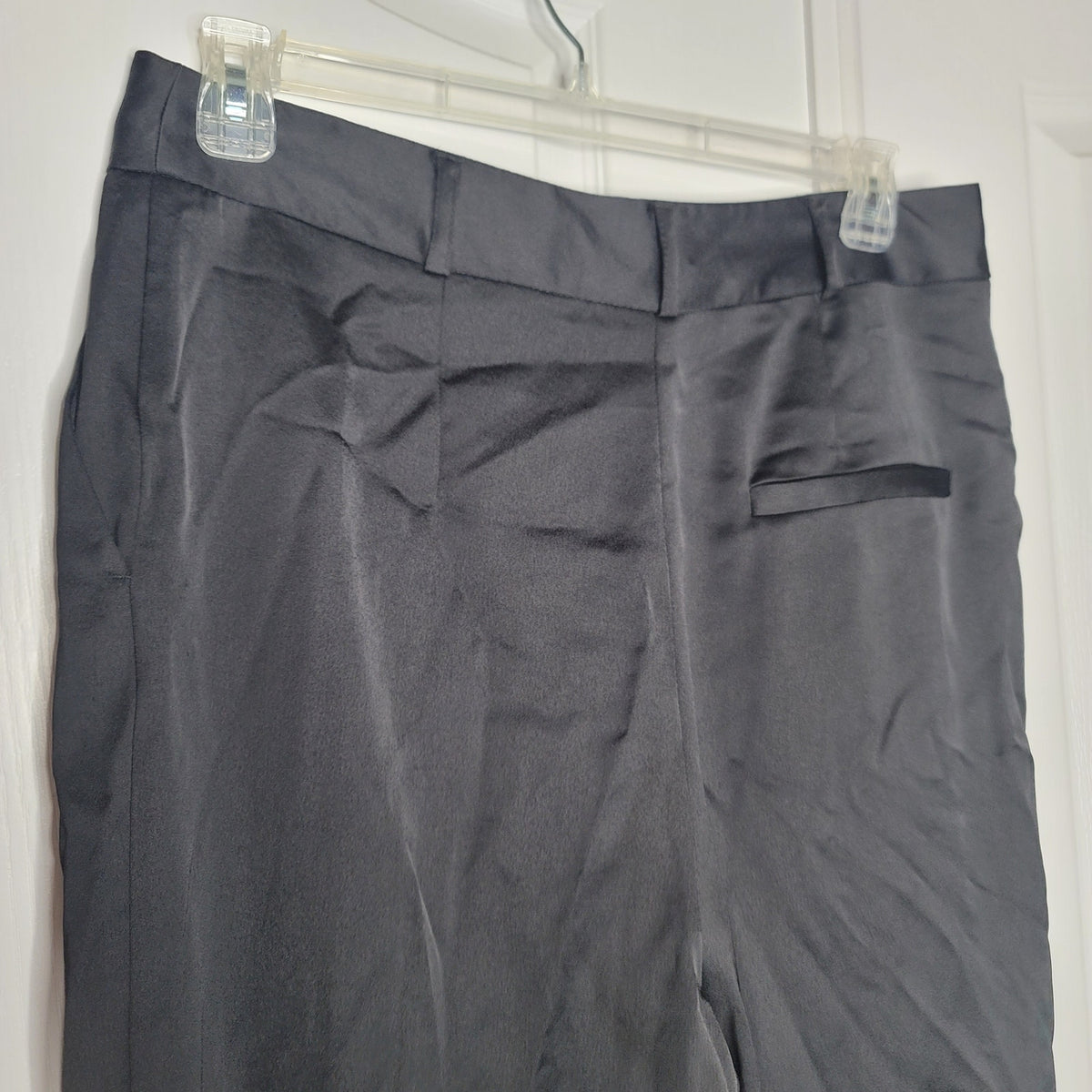 Topshop Black pants trousers Cropped Slick Tab Button Ankle Black Size 12 NEW