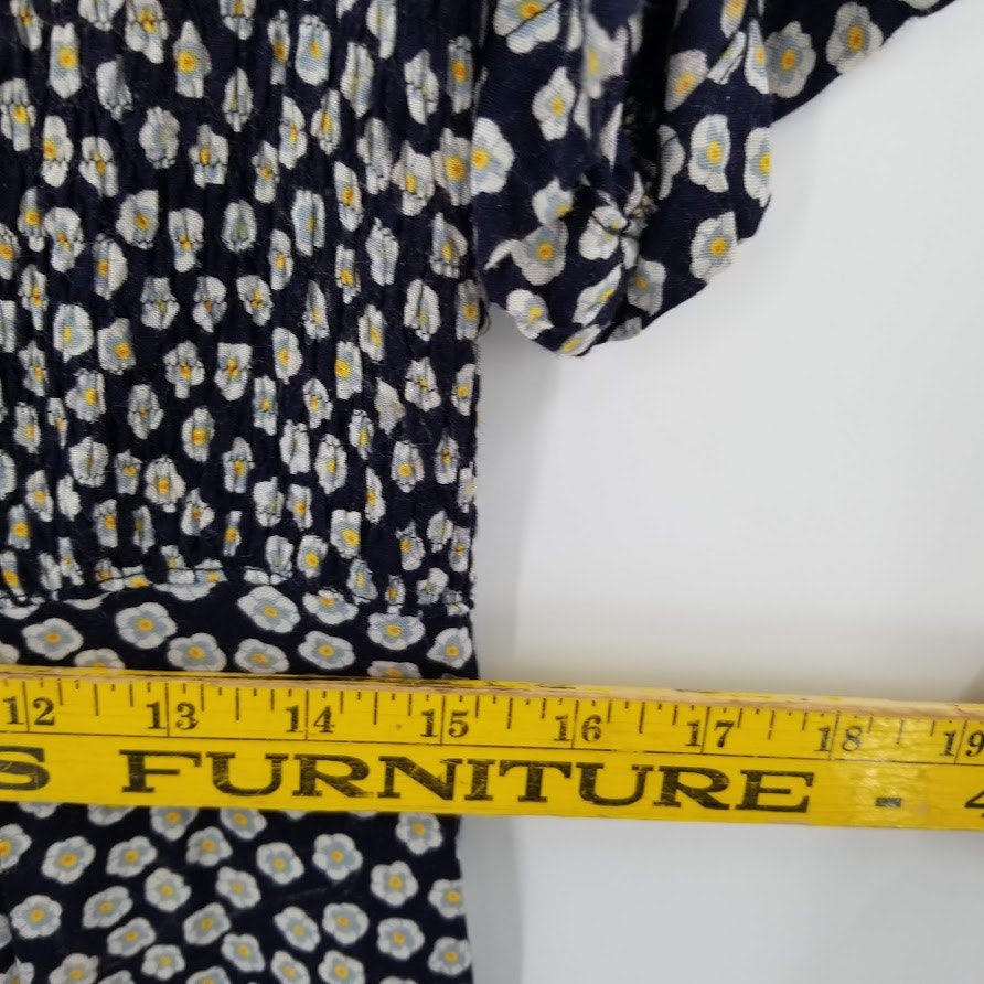 Halmode Petites SMocked Short Sleeve Floral Size 16 Dress shoulder pads PRAIRIE