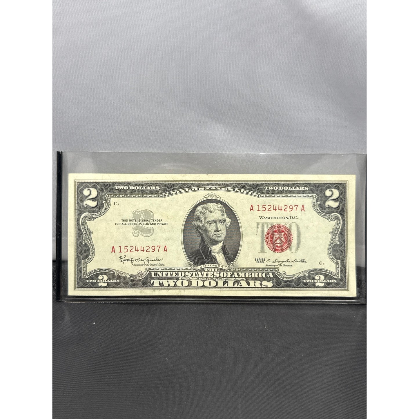 Paper Currency Bank Note USA Paper Money  $2 Series 1963 red seal
