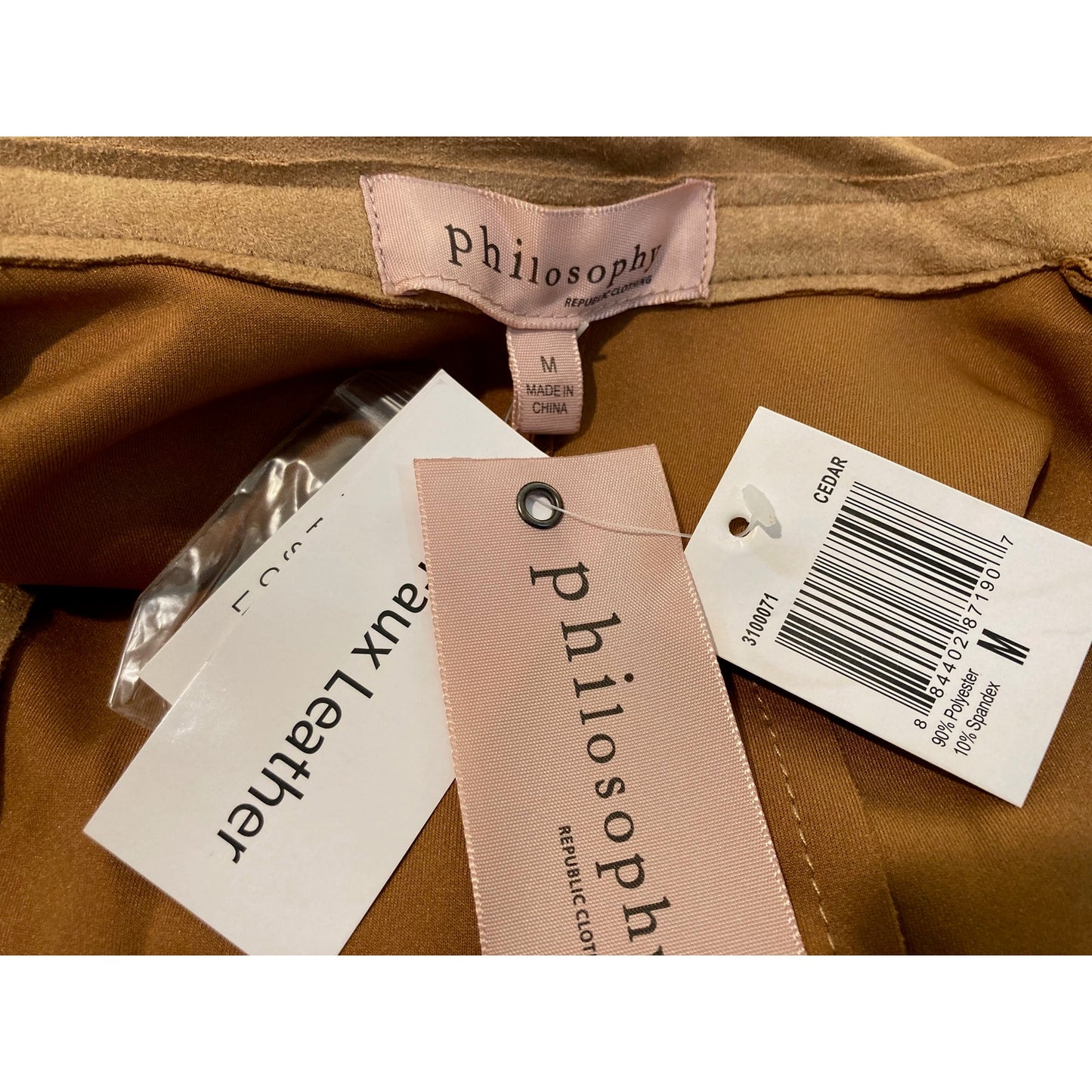 Philosophy Republic Clothing Faux Leather Jacket Size Medium in Cedar NWT
