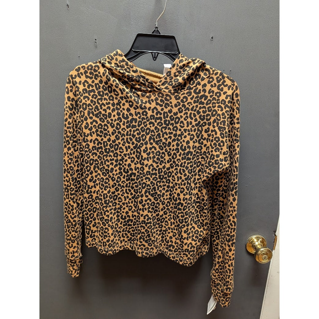 harper canyon YOUTH Large 10-12 Leopard print cotton hoodie black brown NEW