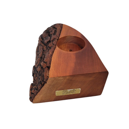 Live Edge Pine Rustic handcarved handturned solid wood candle vase holder
