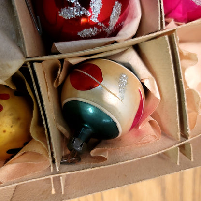 2 boxes (17pcs) Hand Blown Christmas glass ornaments Santa Land Multicolor 2"